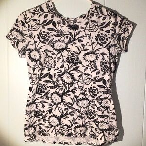 Old Navy Black Floral Short Sleeve Tee